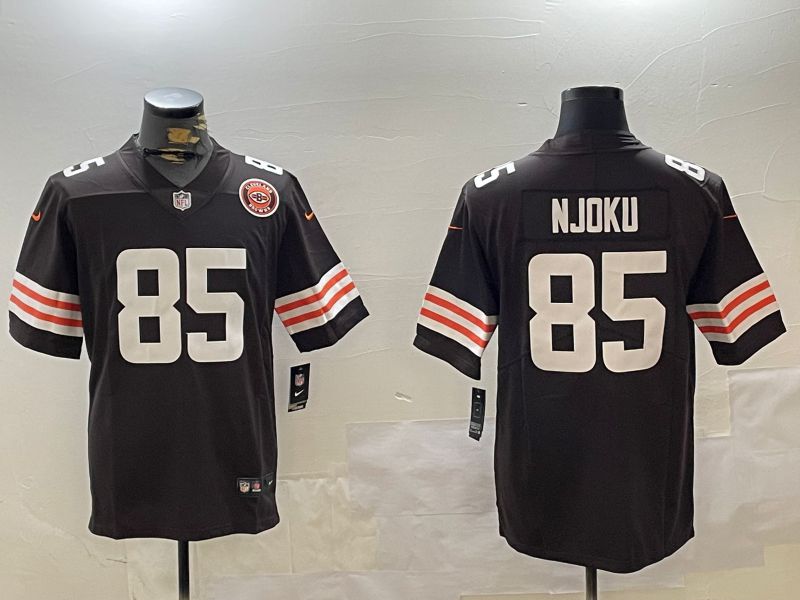 Men Cleveland Browns #85 Njoku Brown Second generation 2024 Nike Limited NFL Jersey style 2